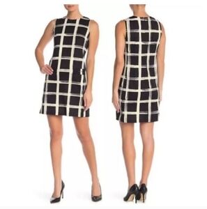 Eliza J Black & White Plaid Shift Dress Size  4